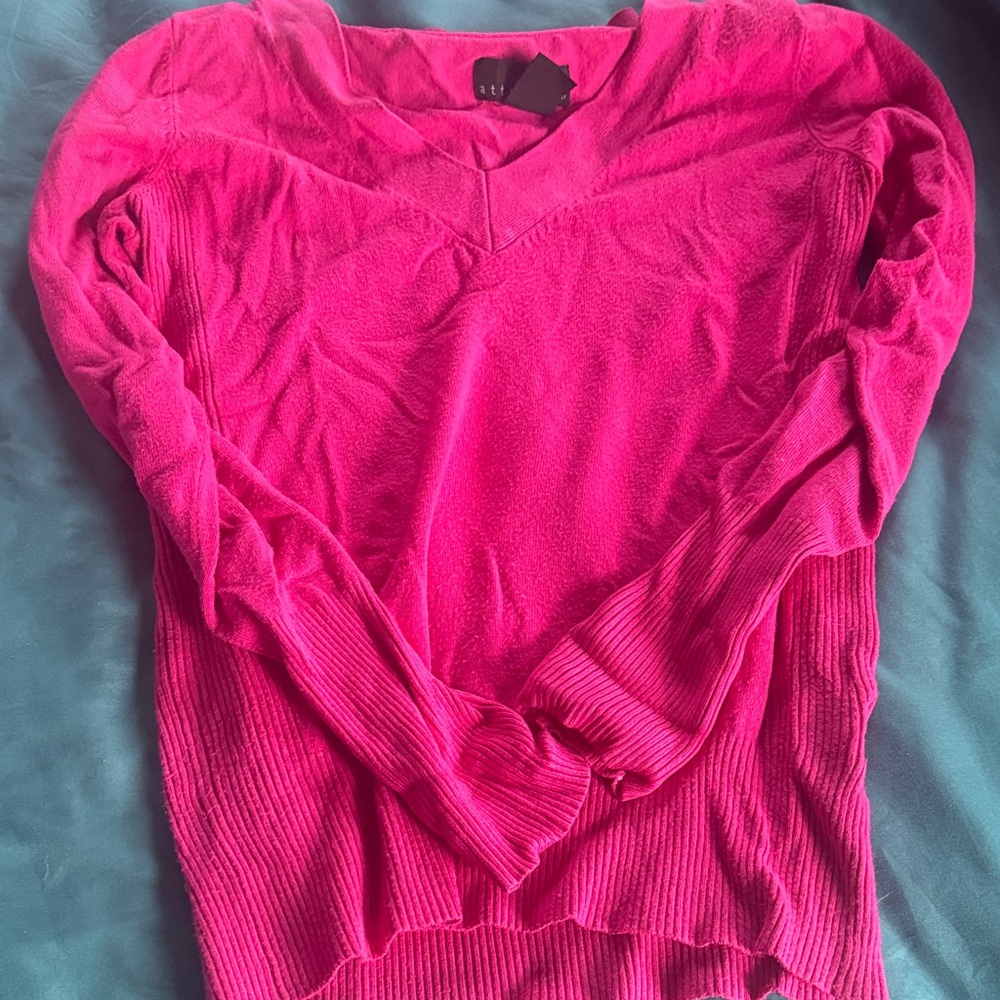Women's Pink V-Neck Sweater